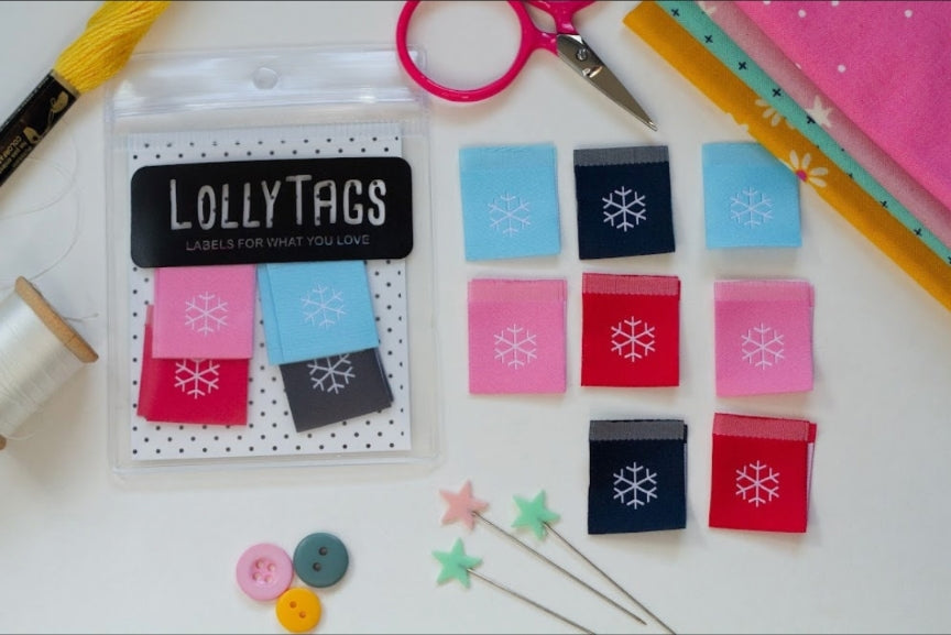 "Snowflakes" Lolly Tags Labels || Pack of 8 Woven Labels