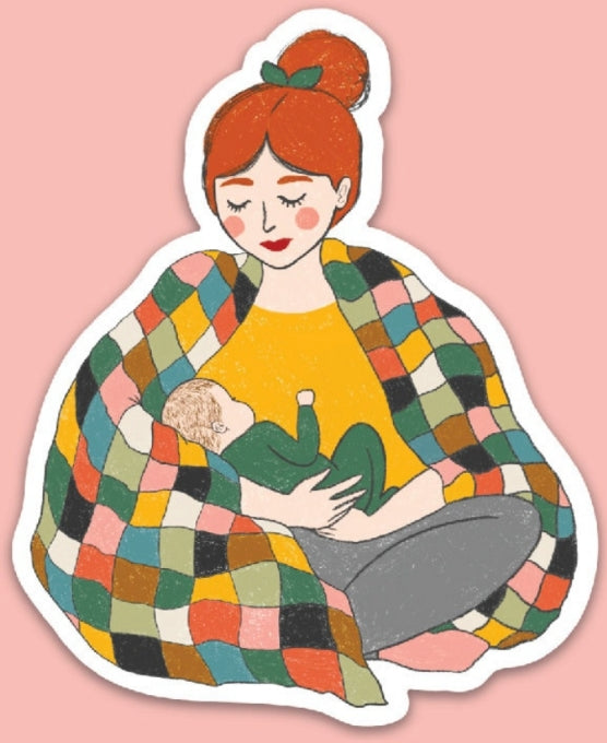 Patchwork Mother and Baby Quilt Sticker D