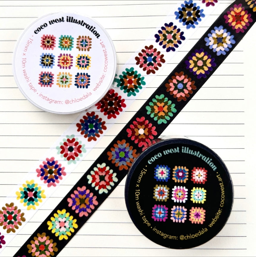 Granny Squares Colorful Crochet Washi Tape