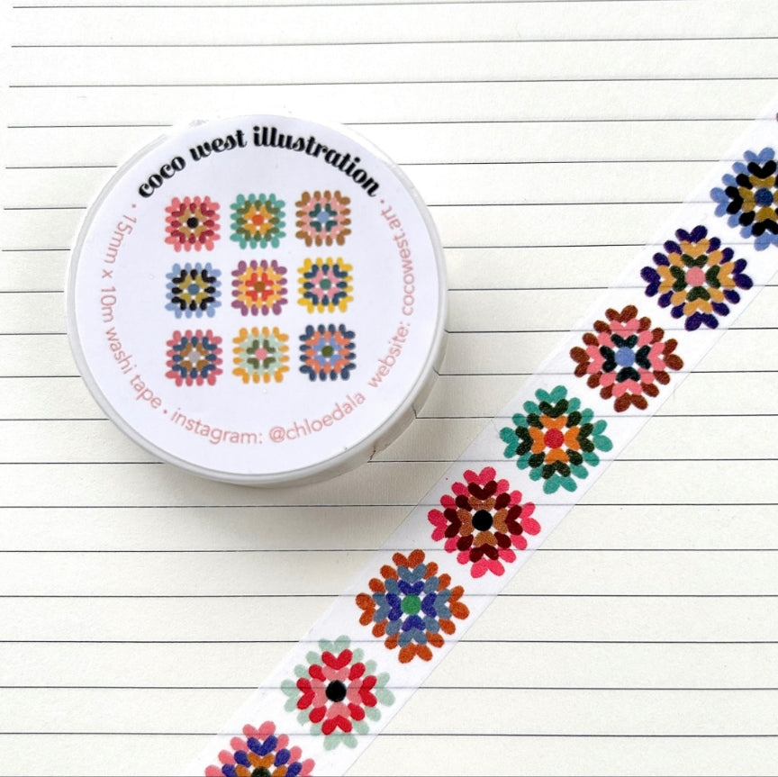 Granny Squares Colorful Crochet Washi Tape