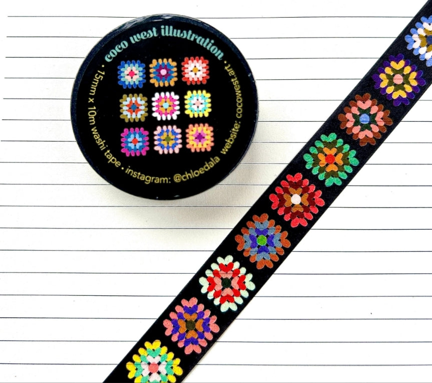 Granny Squares Colorful Crochet Washi Tape