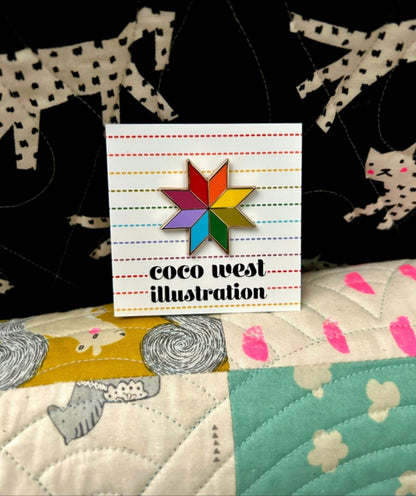 Quilt Block Enamel Pin