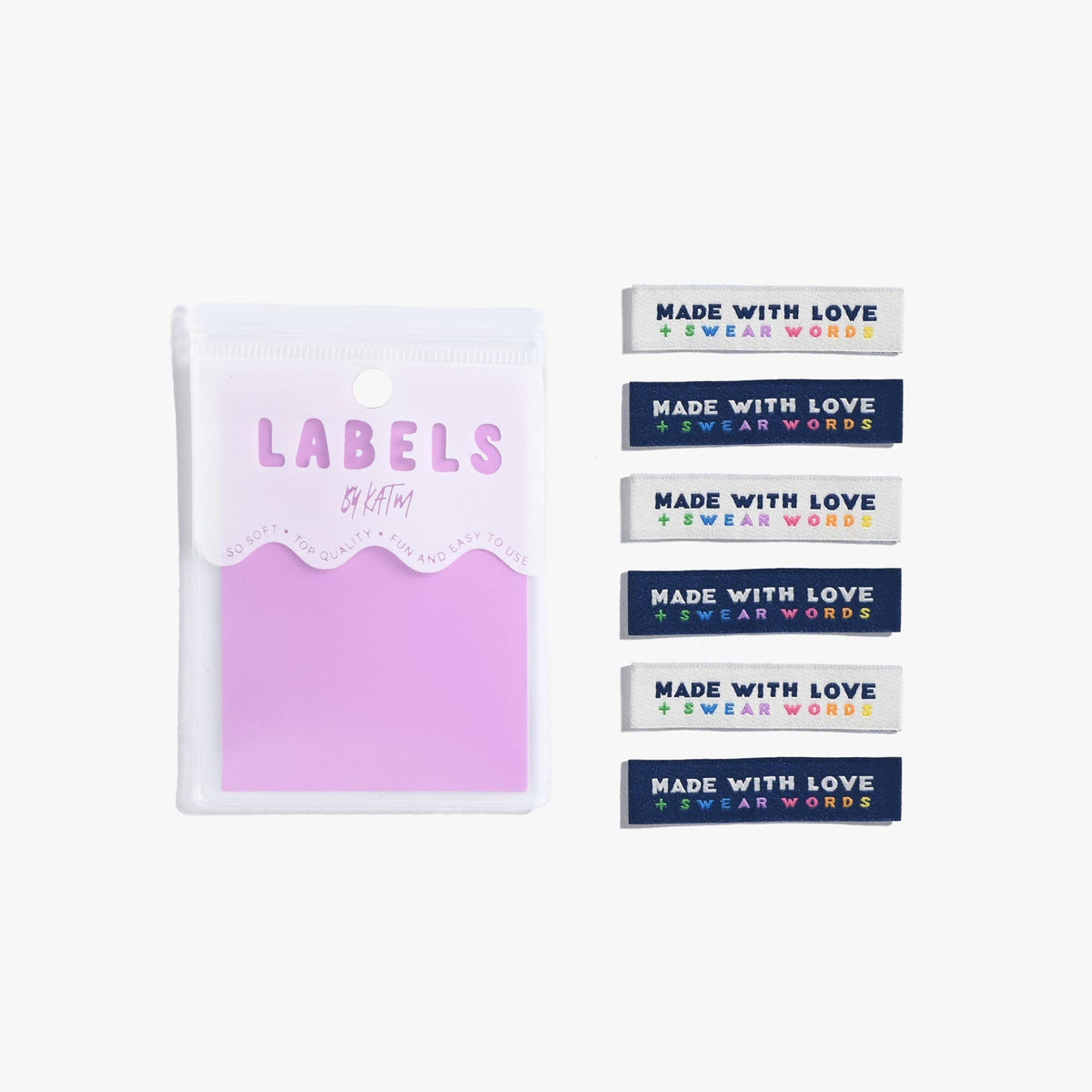 Made with Love and Swear Words|| Woven Labels || 6 Pack || Kylie and the Machine
