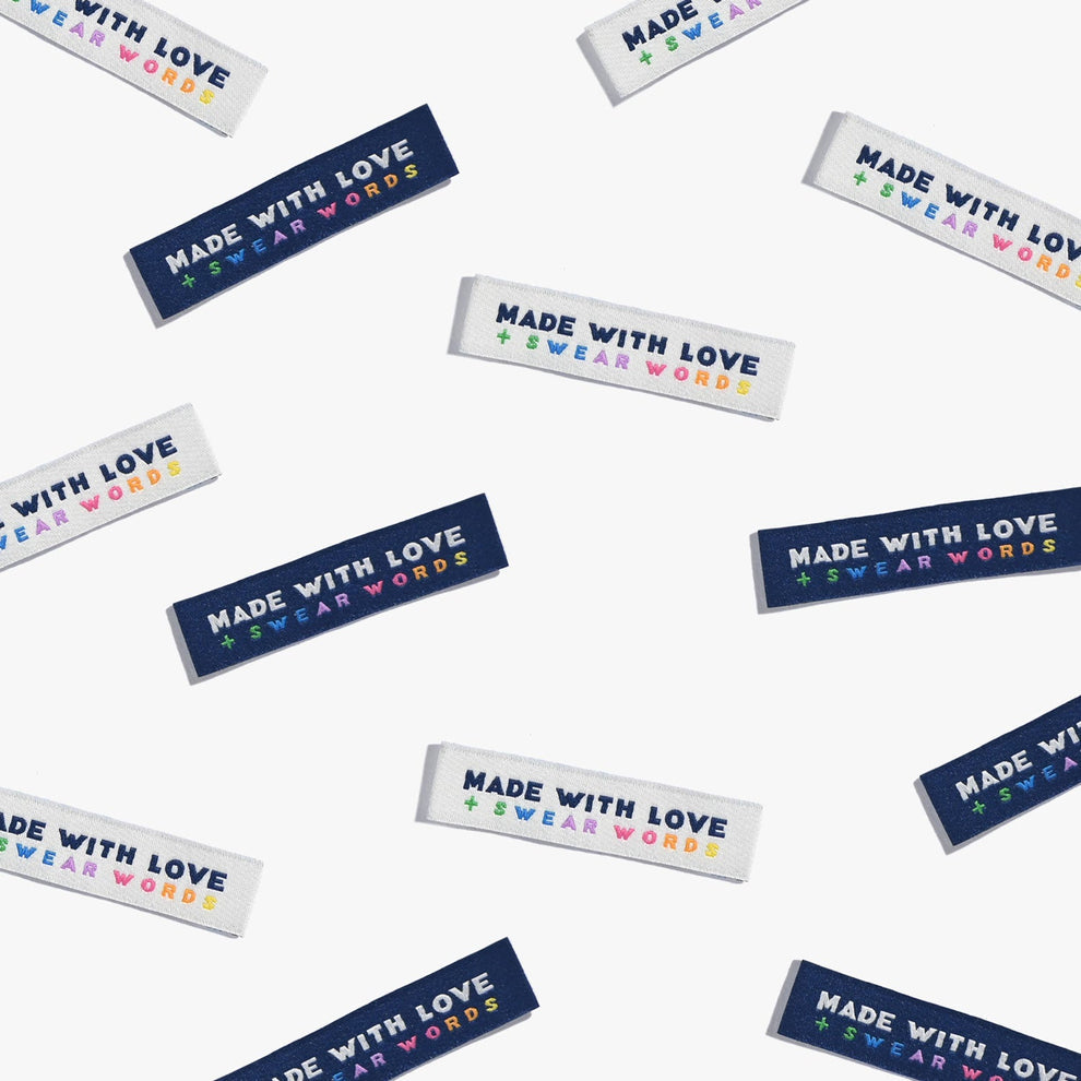 Made with Love and Swear Words|| Woven Labels || 6 Pack || Kylie and the Machine
