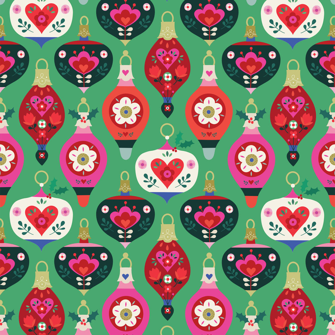 Nordic Noel || Baubles || Cotton Quilting Fabric || Half Yard