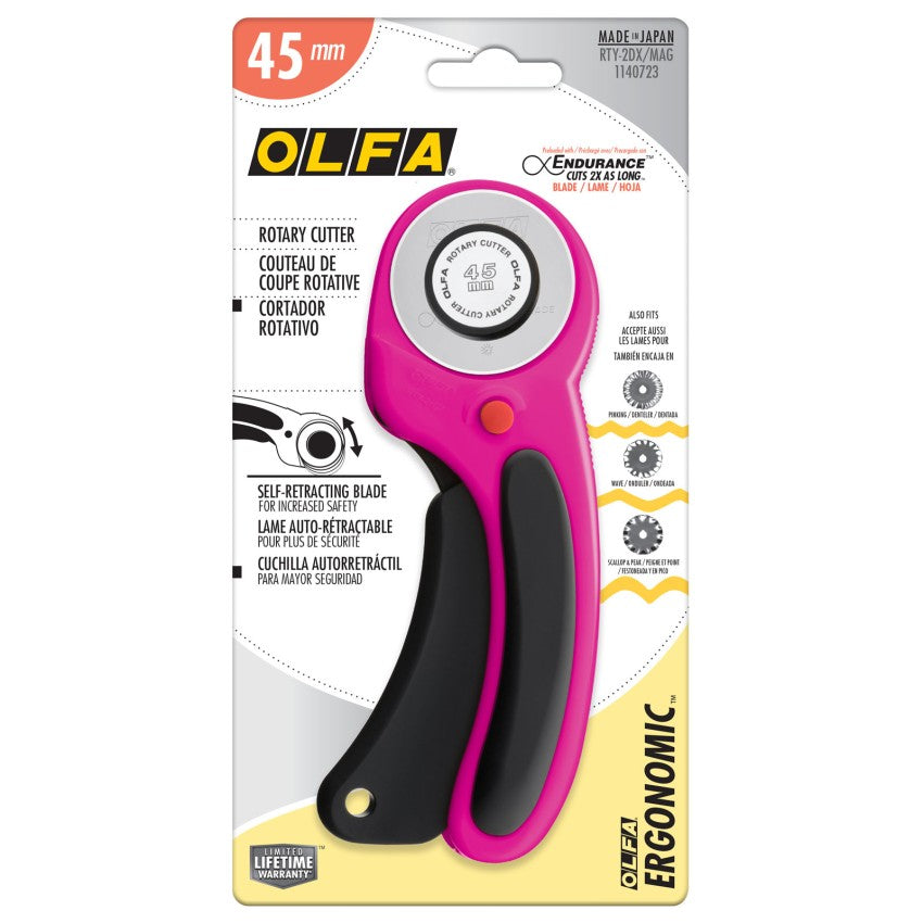 Olfa 45mm Ergonomic Rotary Cutter Magenta