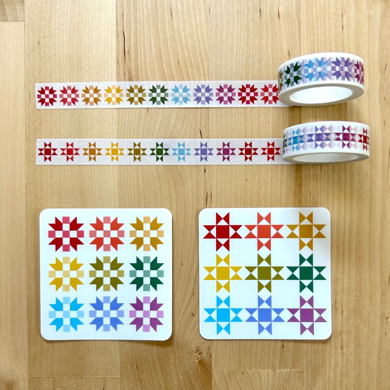 Rainbow Quilt Block 2.0 Washi Tape/Sticker Bundle