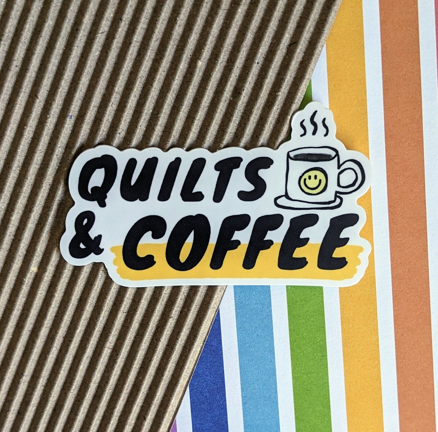 Quilts & Coffee Vinyl Sticker