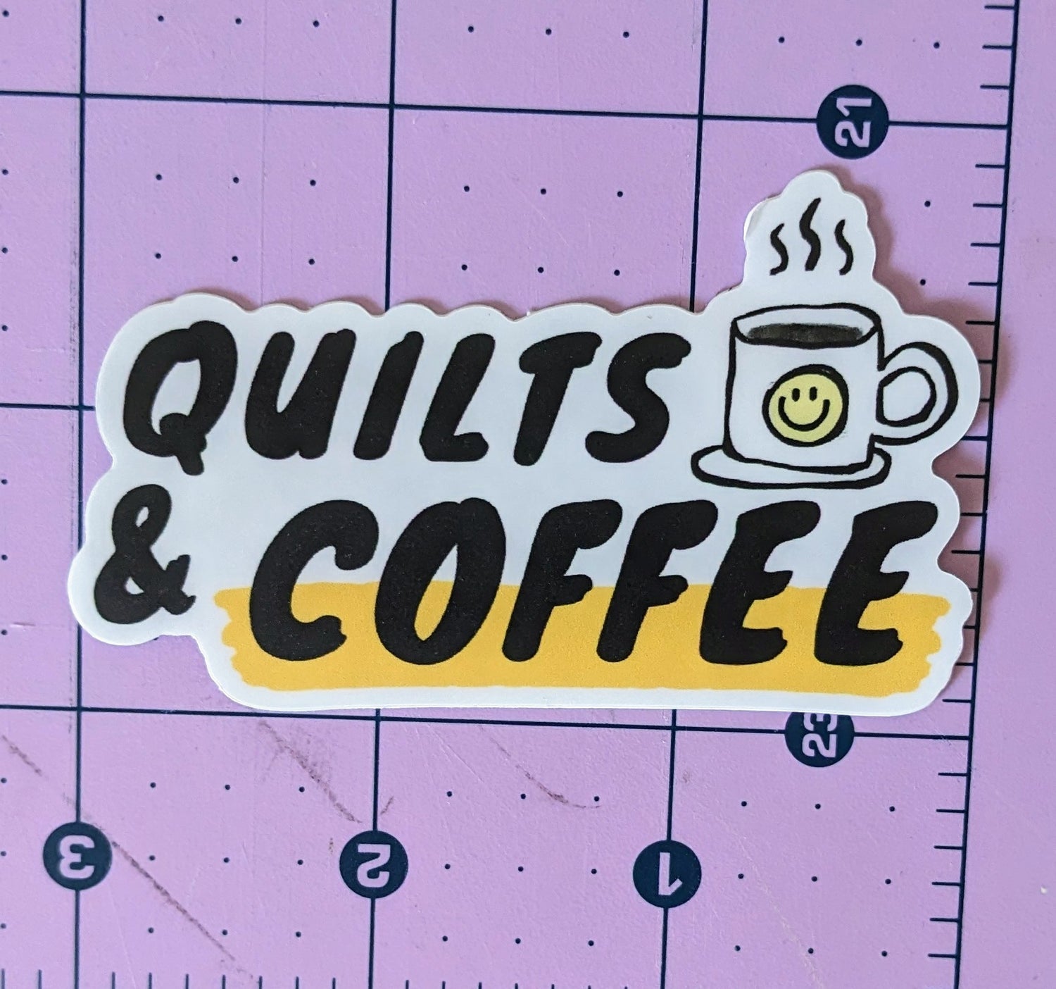 Quilts & Coffee Vinyl Sticker