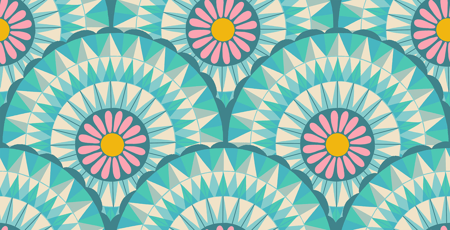 PREORDER Carousel || Carousels Turquoise || Cotton Quilting Fabric