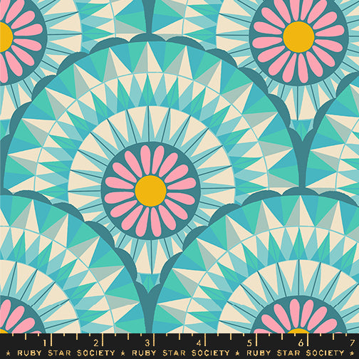 PREORDER Carousel || Carousels Turquoise || Cotton Quilting Fabric