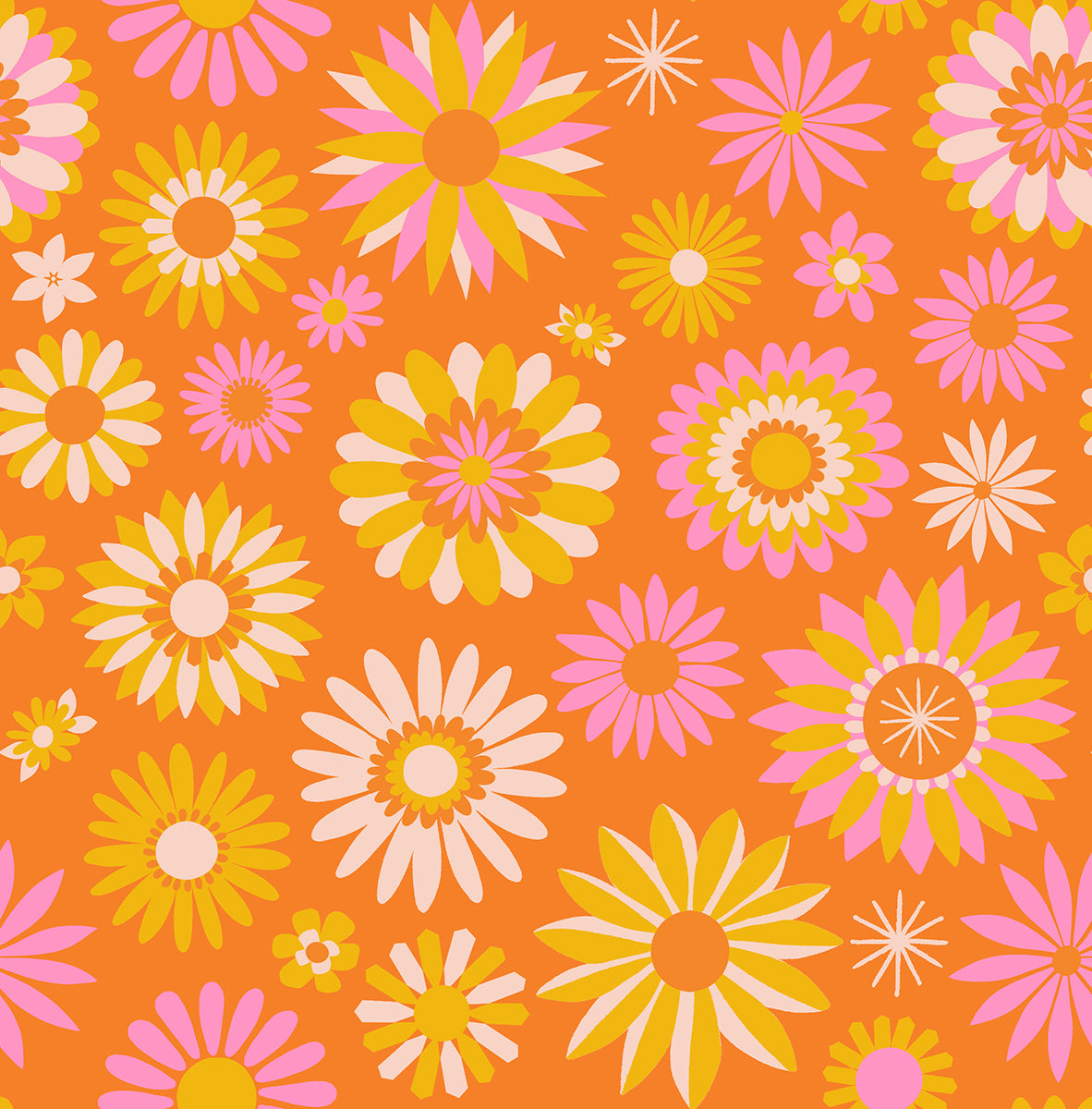 Carousel || Kaleidoscope Orange || Cotton Quilting Fabric