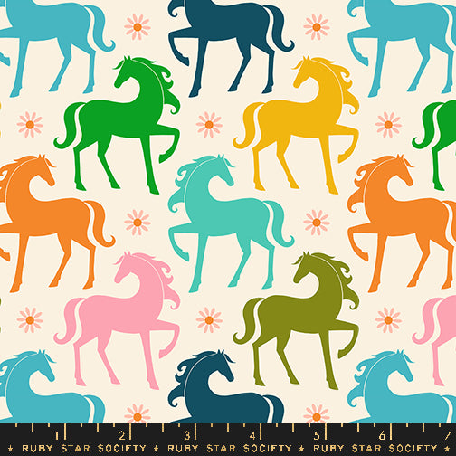 Carousel || Fancy Horse Natural || Cotton Quilting Fabric