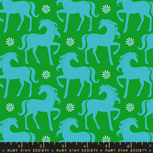 Carousel || Fancy Horse Verdant || Cotton Quilting Fabric