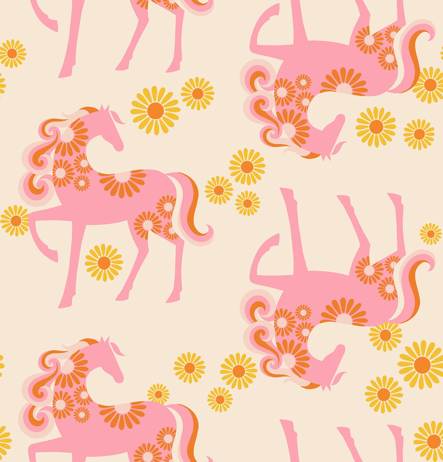 PREORDER Carousel || Carousel Horse Natural || Cotton Linen Canvas || Half Yard