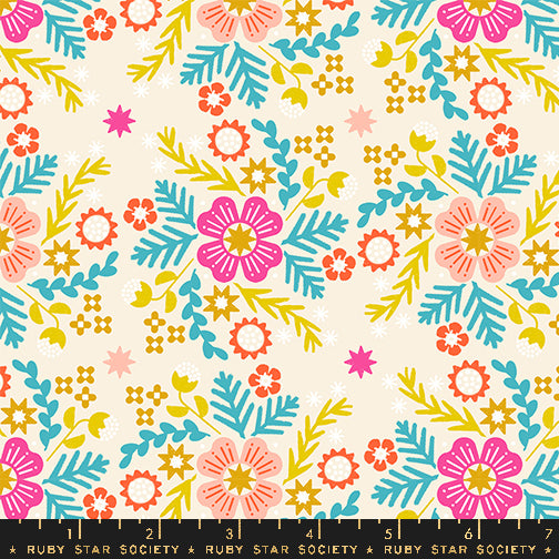 Pivot || Wildflower Natural || Cotton Quilting Fabric || Half Yard