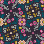 Pivot || Wildflowers Eggplant || Linen Canvas || Half Yard