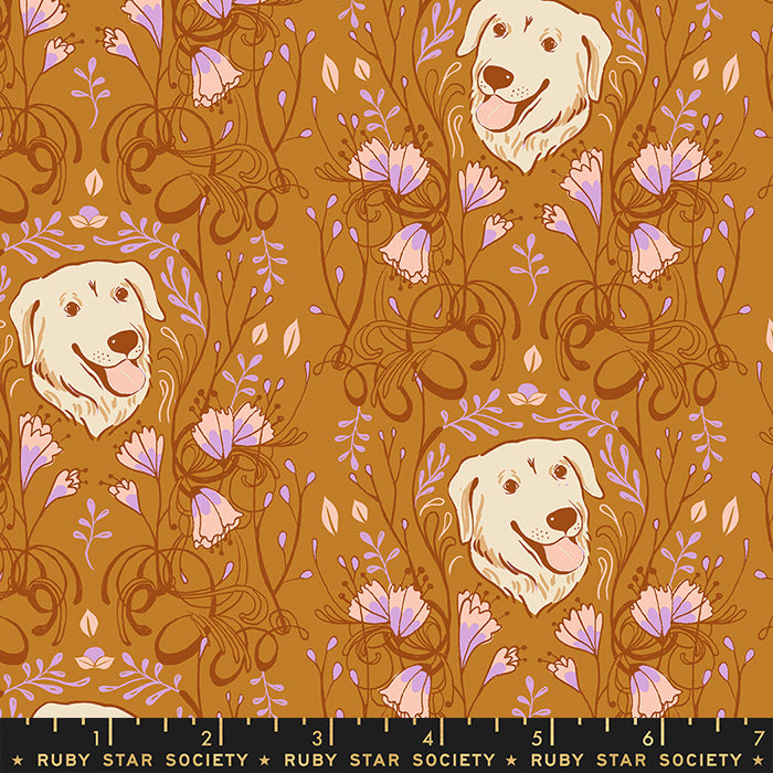 DOG PARK || Golden Garden Earth || Cotton Quilting Fabric || Half Yard