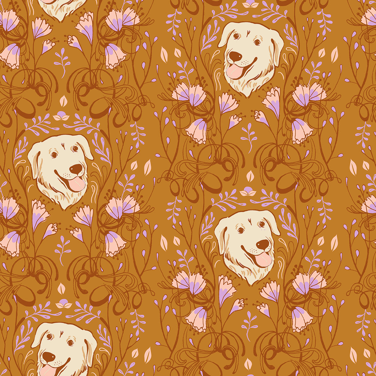 DOG PARK || Golden Garden Earth || Cotton Quilting Fabric || Half Yard