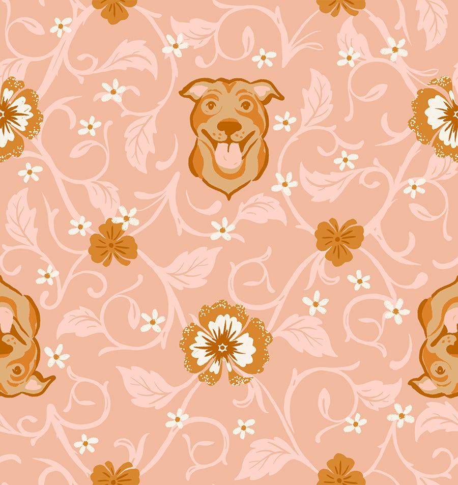 DOG PARK || Pitbull Dahlia || Cotton Quilting Fabric || Half Yard