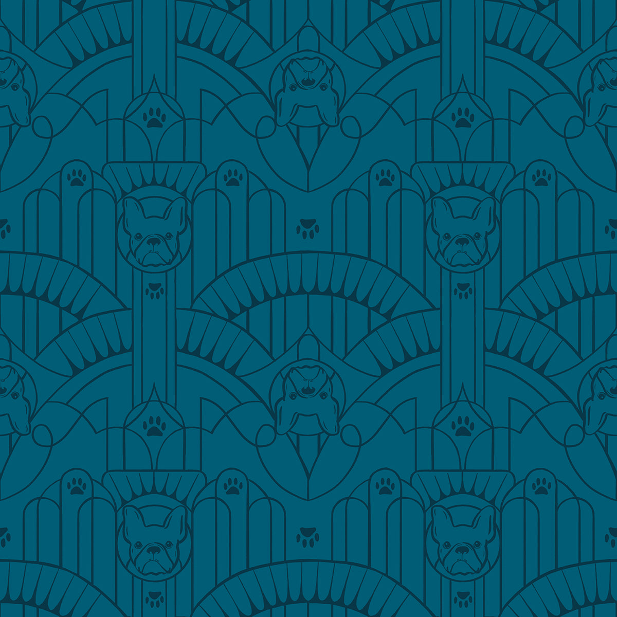 DOG PARK || Deco Pup Teal || Cotton Quilting Fabric || Half Yard