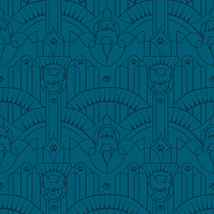 DOG PARK || Deco Pup Teal || Cotton Quilting Fabric || Half Yard