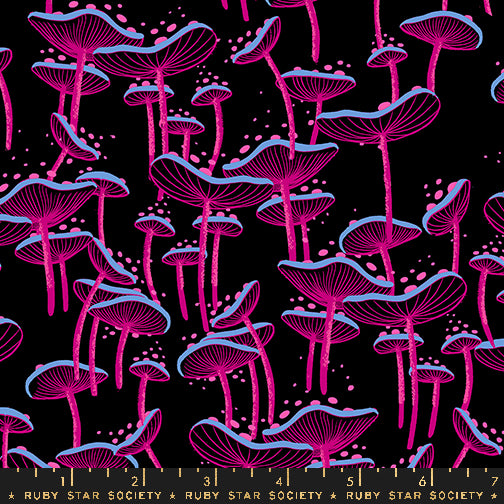 PREORDER Glow Garden || Fungi Black || Cotton Quilting Fabric