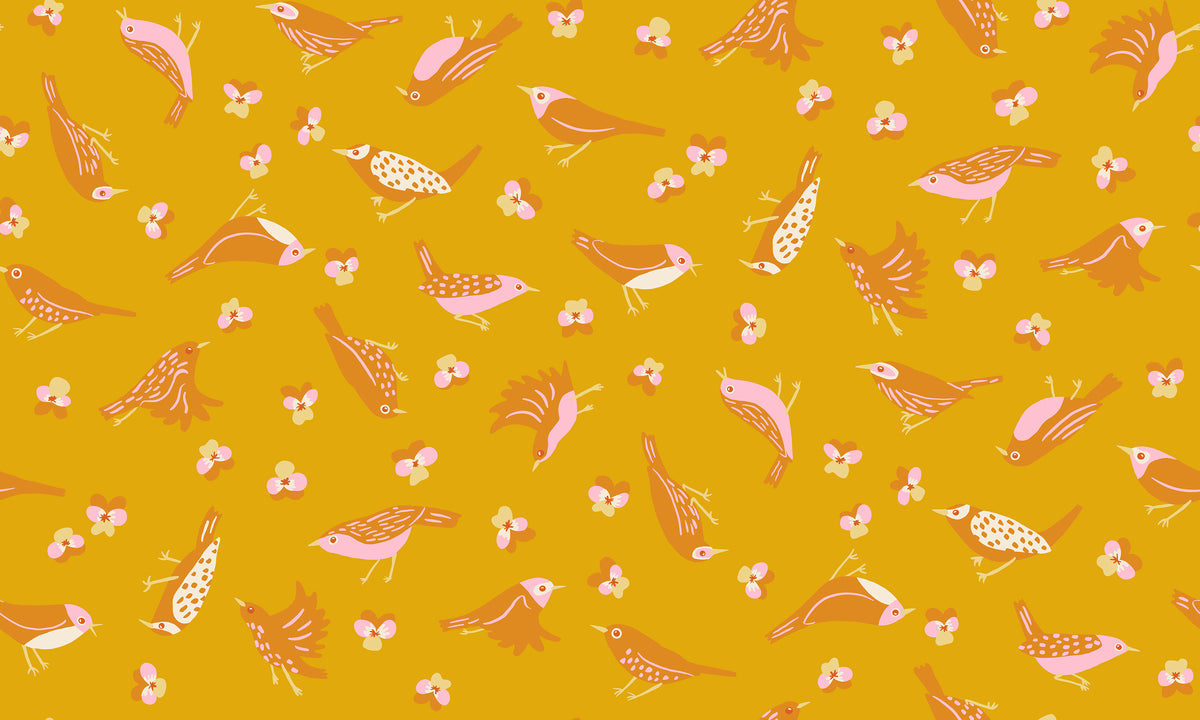 Bird Is the Word || Migration Goldenrod || Cotton Quilting Fabric