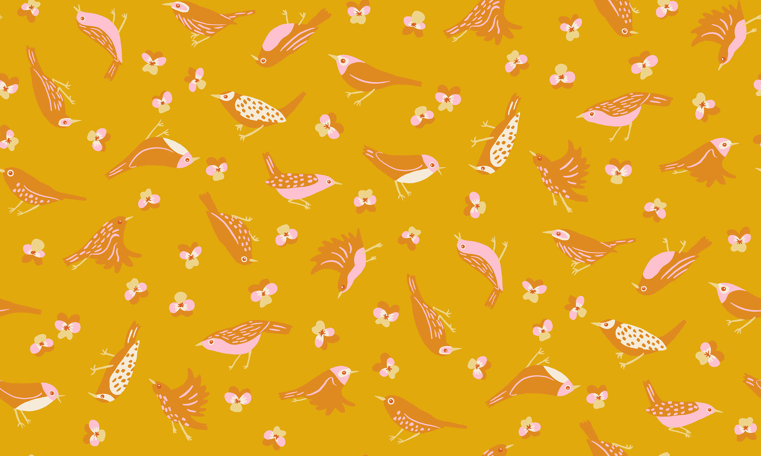 PREORDER Bird Is the Word || Migration Goldenrod || Cotton Quilting Fabric