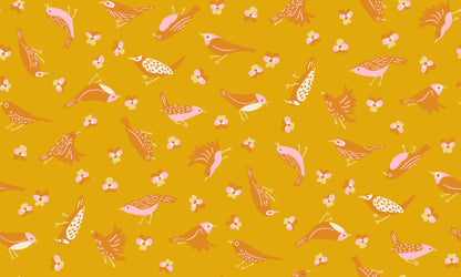 PREORDER Bird Is the Word || Migration Goldenrod || Cotton Quilting Fabric