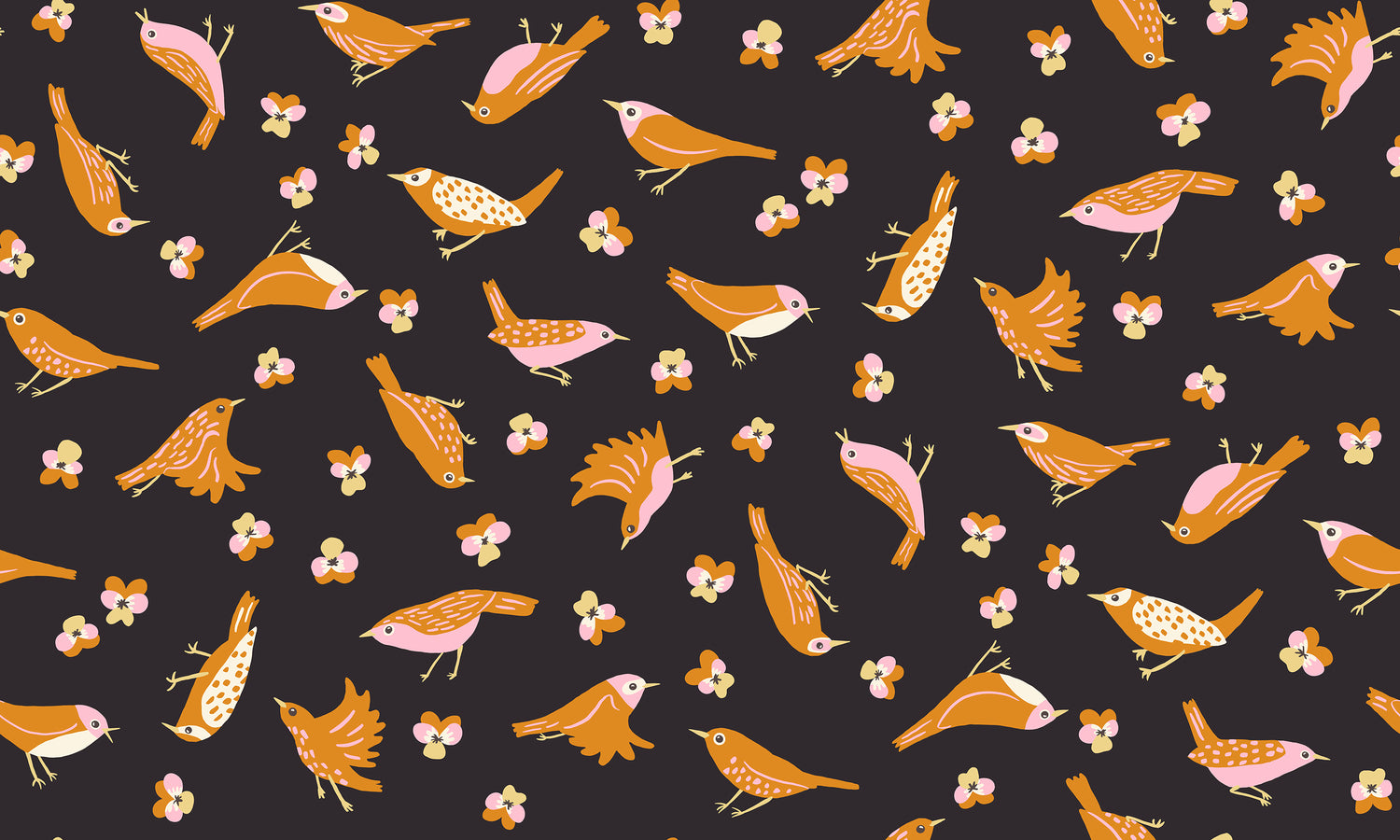 PREORDER Bird Is the Word || Migration Soft Black || Cotton Quilting Fabric