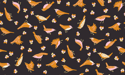 PREORDER Bird Is the Word || Migration Soft Black || Cotton Quilting Fabric