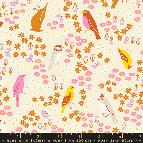 PREORDER Bird Is the Word || Spark Bird Natural || Cotton Quilting Fabric