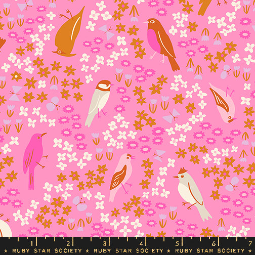 PREORDER Bird Is the Word || Spark Bird Flamingo || Cotton Quilting Fabric