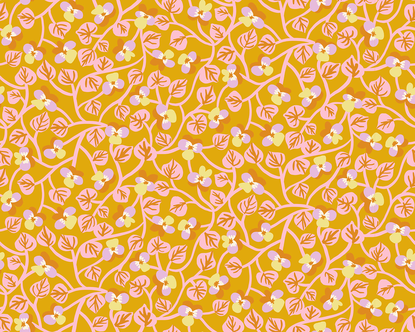 PREORDER Bird Is the Word || Pansy Goldenrod || Cotton Quilting Fabric