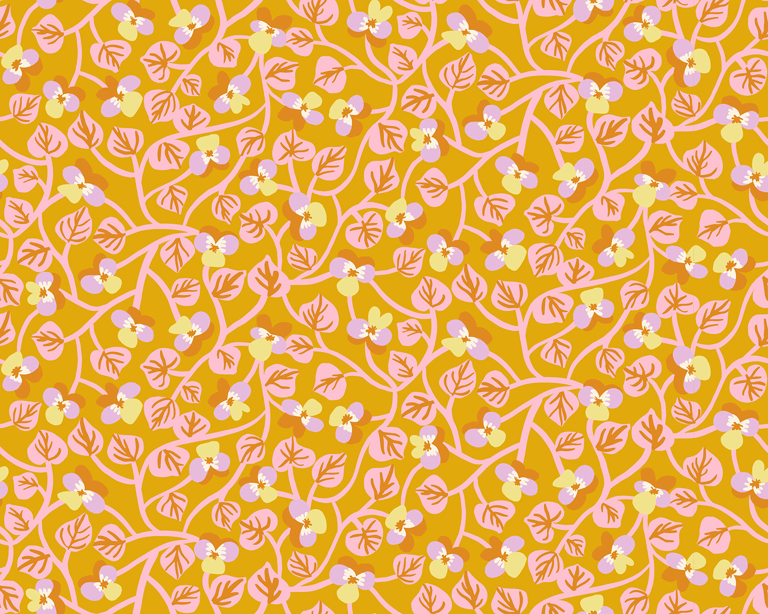 PREORDER Bird Is the Word || Pansy Goldenrod || Cotton Quilting Fabric