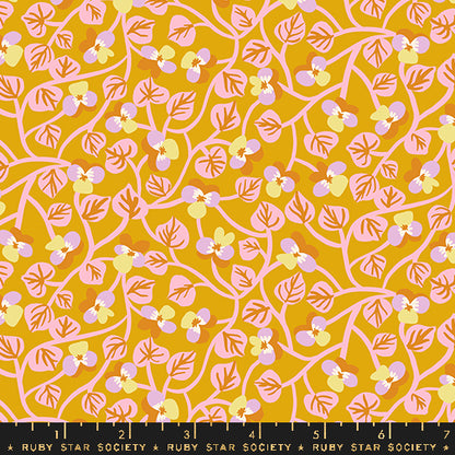 PREORDER Bird Is the Word || Pansy Goldenrod || Cotton Quilting Fabric