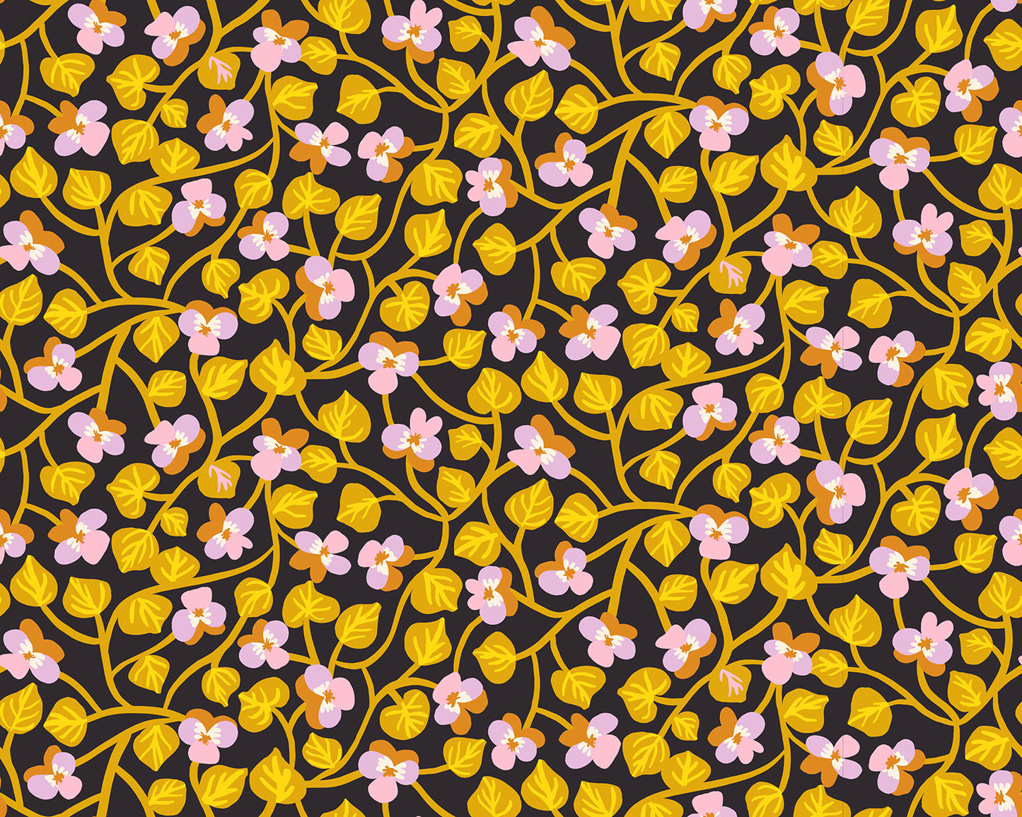 PREORDER Bird Is the Word || Pansy Soft Black || Cotton Quilting Fabric