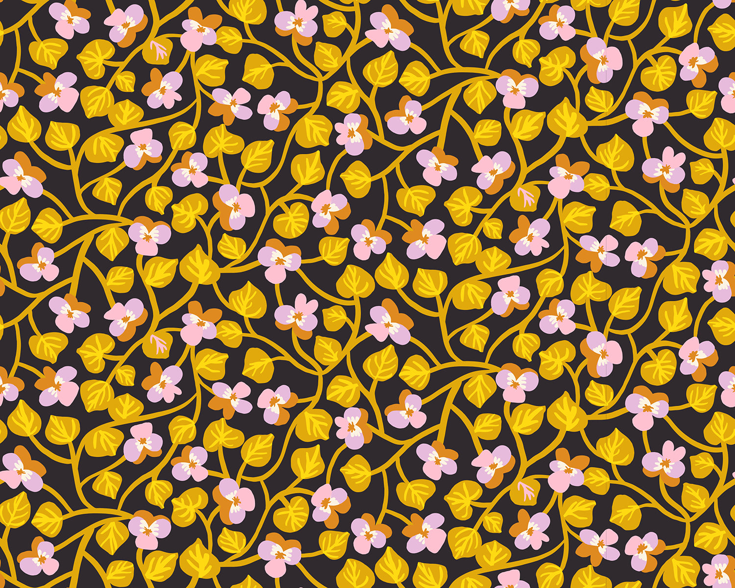 PREORDER Bird Is the Word || Pansy Soft Black || Cotton Quilting Fabric