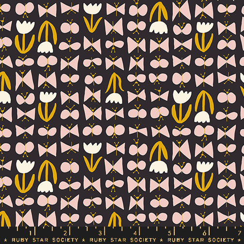 PREORDER Bird Is the Word || Butterflies Soft Black || Cotton Quilting Fabric