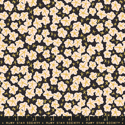 PREORDER Bird Is the Word || Moonflower Soft Black || Cotton Quilting Fabric