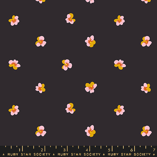 PREORDER Bird Is the Word || Pansy Soft Black || Cotton Quilting Fabric