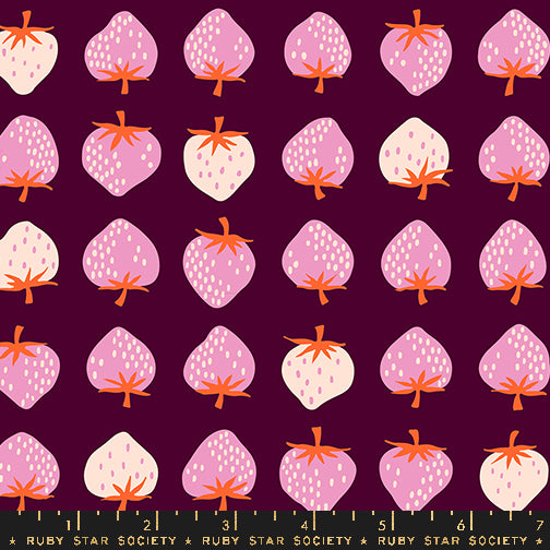 PREORDER Strawberry || Strawberry Deep Plum || Cotton Quilting Fabric