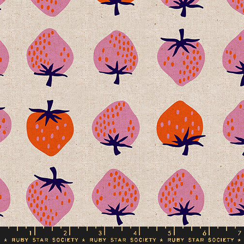 PREORDER Strawberry || Strawberry Natural || Linen Canvas || Half Yard