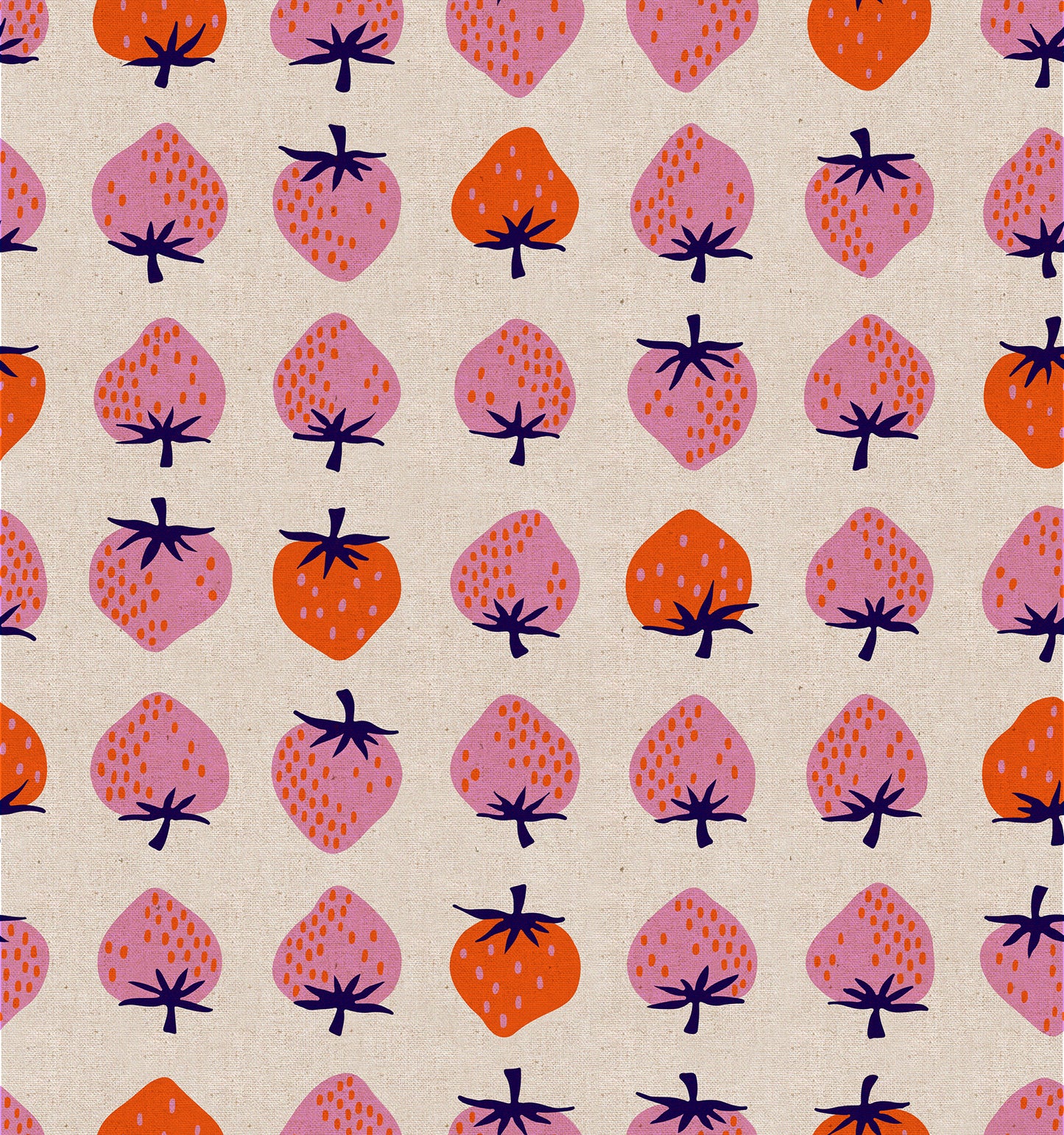 PREORDER Strawberry || Strawberry Natural || Linen Canvas || Half Yard