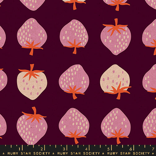 PREORDER Strawberry || Strawberry Deep Plum || Linen Canvas || Half Yard