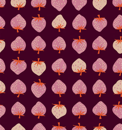 PREORDER Strawberry || Strawberry Deep Plum || Linen Canvas || Half Yard