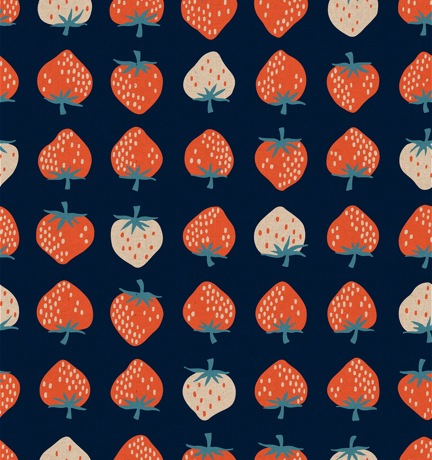 PREORDER Strawberry || Strawberry Navy || Linen Canvas || Half Yard