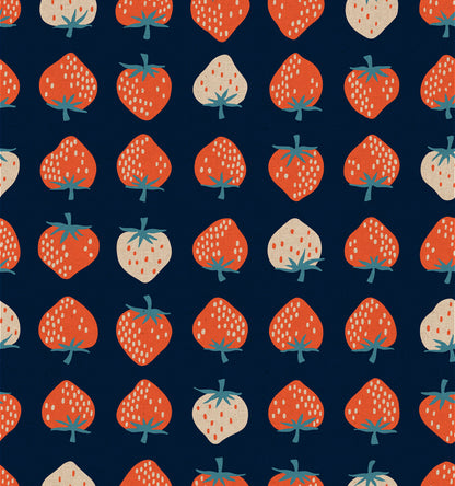 PREORDER Strawberry || Strawberry Navy || Linen Canvas || Half Yard