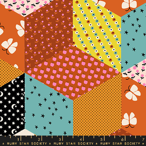 PREORDER Ooh Lucky Lucky || Tumbling Blocks Caramel || Cotton Quilting Fabric